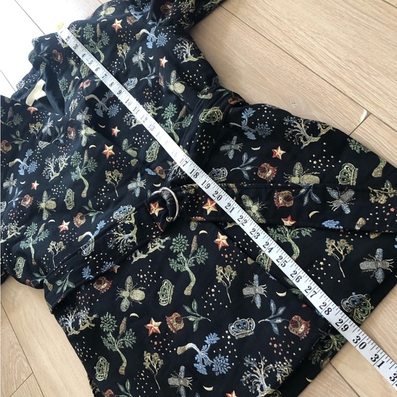 H&M Botanical Embroidered Midi Length Jacket in Black Size S - Picture 10 of 15